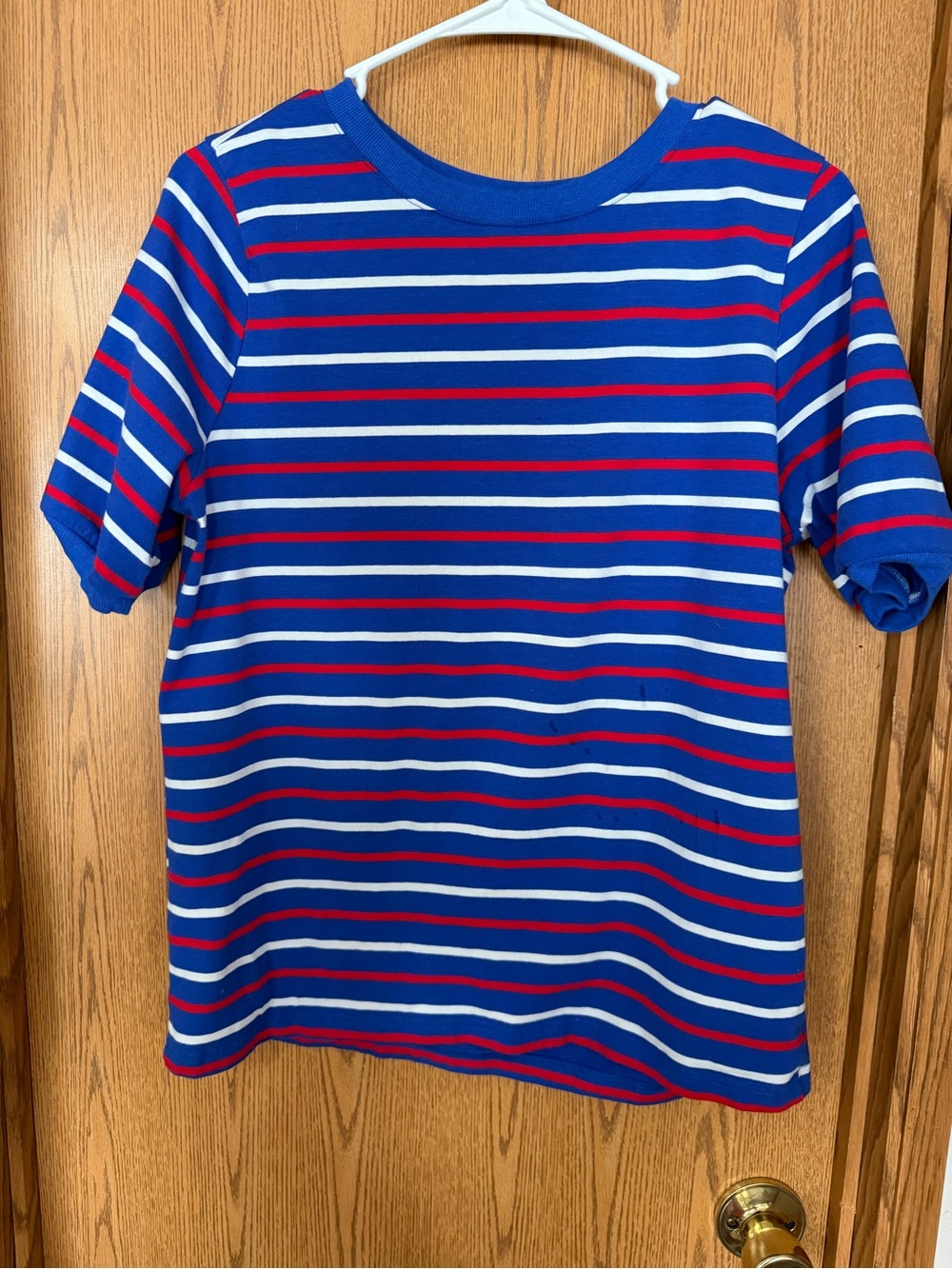 Staccato Blue Red White Striped Knit Top Size Medium